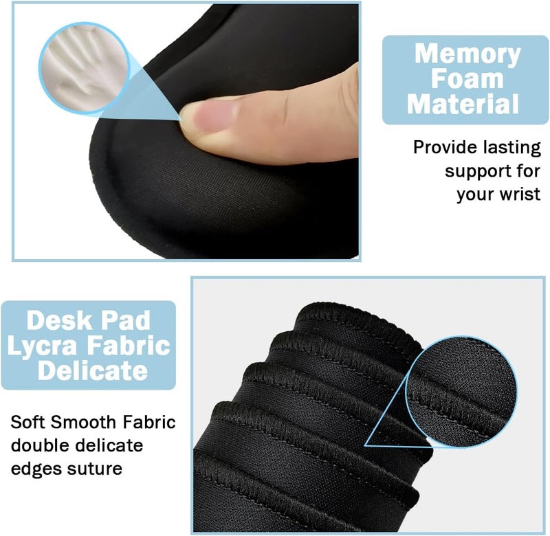 Yunoble Large Mouse Pad and Keyboard Wrist Rest, Desk Pad for Keyboard and Mouse, 4-in-1 Large Gaming Mouse Pad with Wrist Support, Desk Mat for Home Office Study Game-Black - Image 3